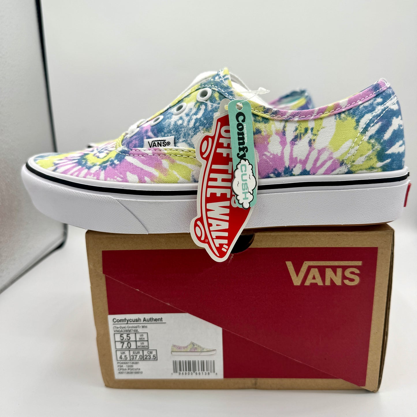 Vans Comfycush Authentic Low Classic Sneaker cushioned Tie Dye Orchid White