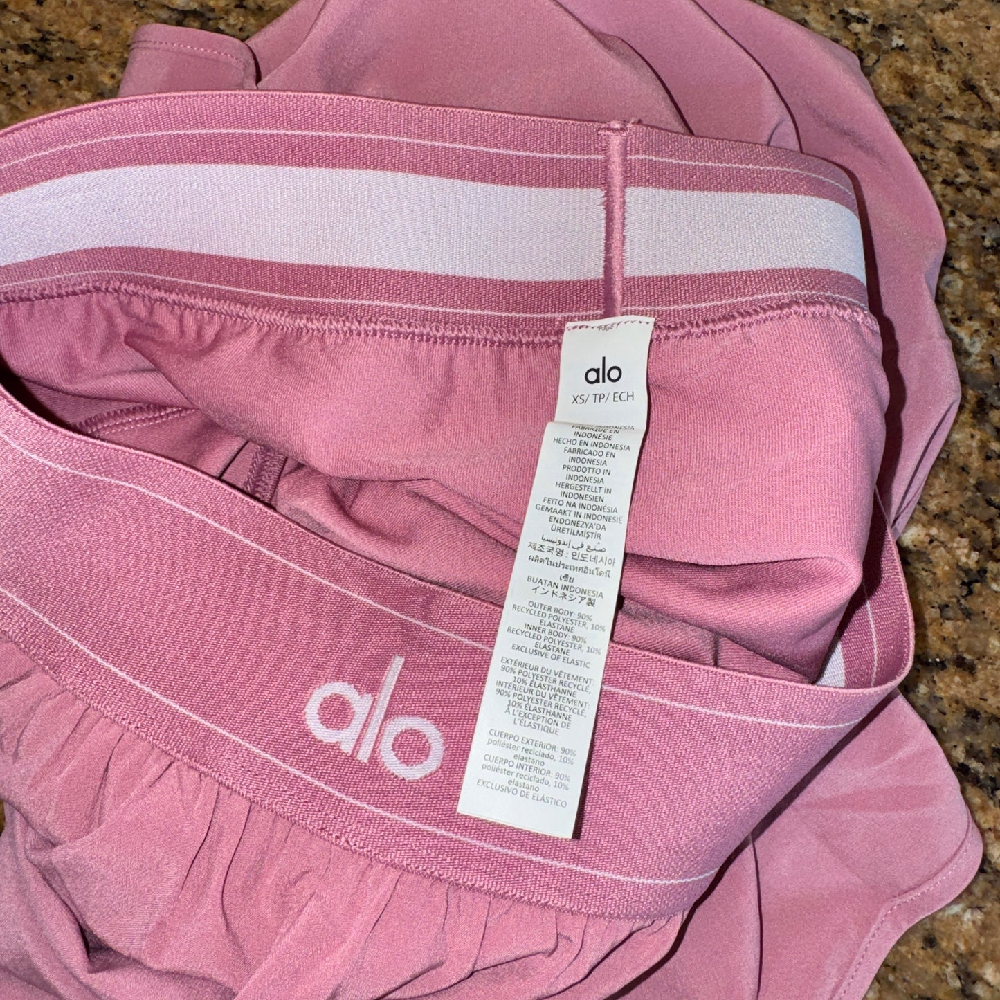 Alo Matching Set- Match Point Shorts and Seamless Ribbed Favorite Full Length Bra Tank Top in Pink Wild Rose