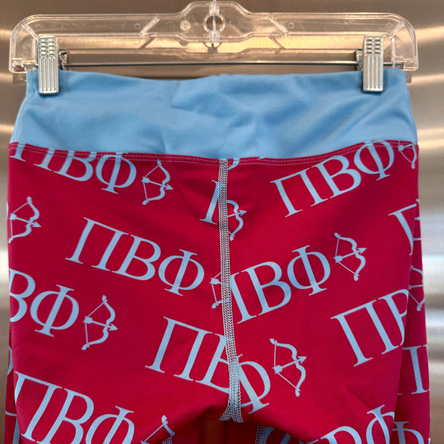 Pi Beta Phi Leggings Sorority Athletic Pants Wine Crimson / Silver Blue