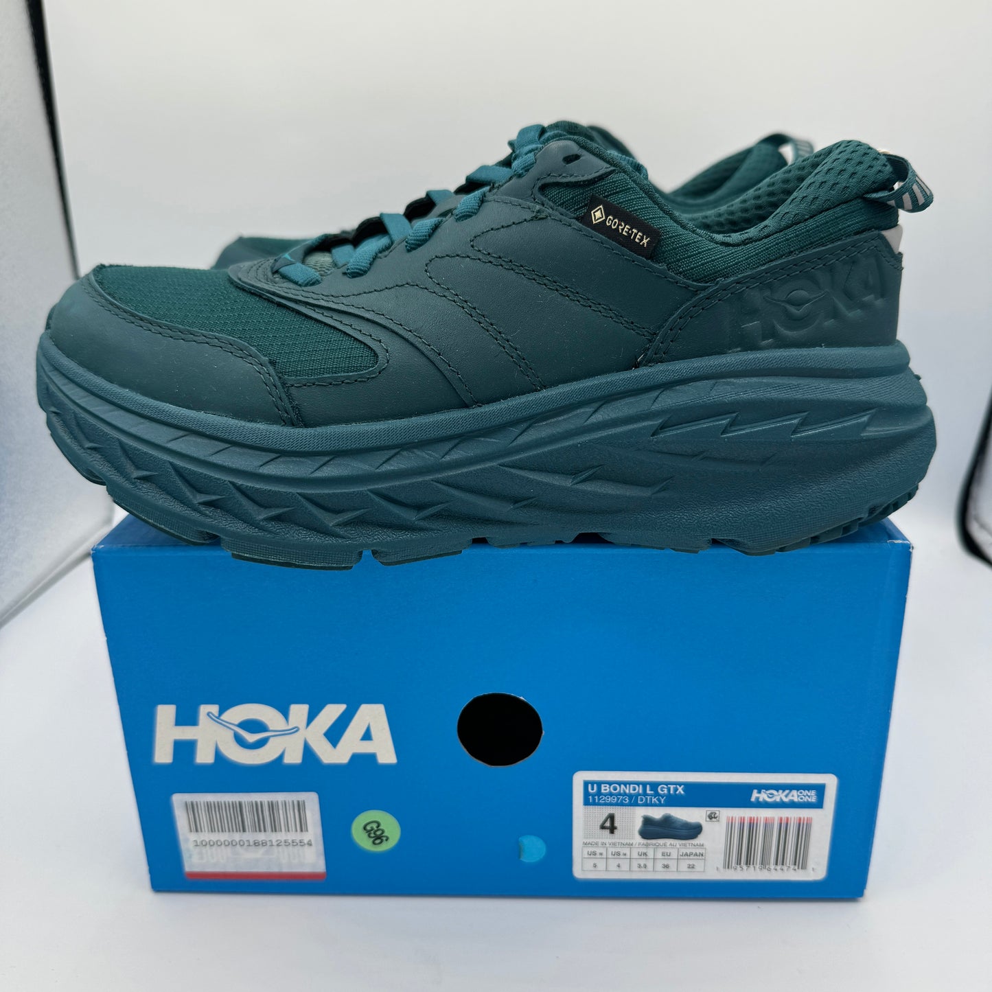 Hoka Bondi L Leather GTX GoreTex U Unisex , Deep Teal Kayak Blue Cushioned Shoes