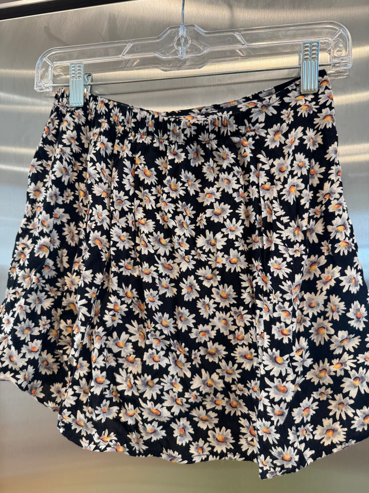 John Galt Mini Skirt in Black with white sunflowers * Pre-Owned * Brandy Melville Deadstock