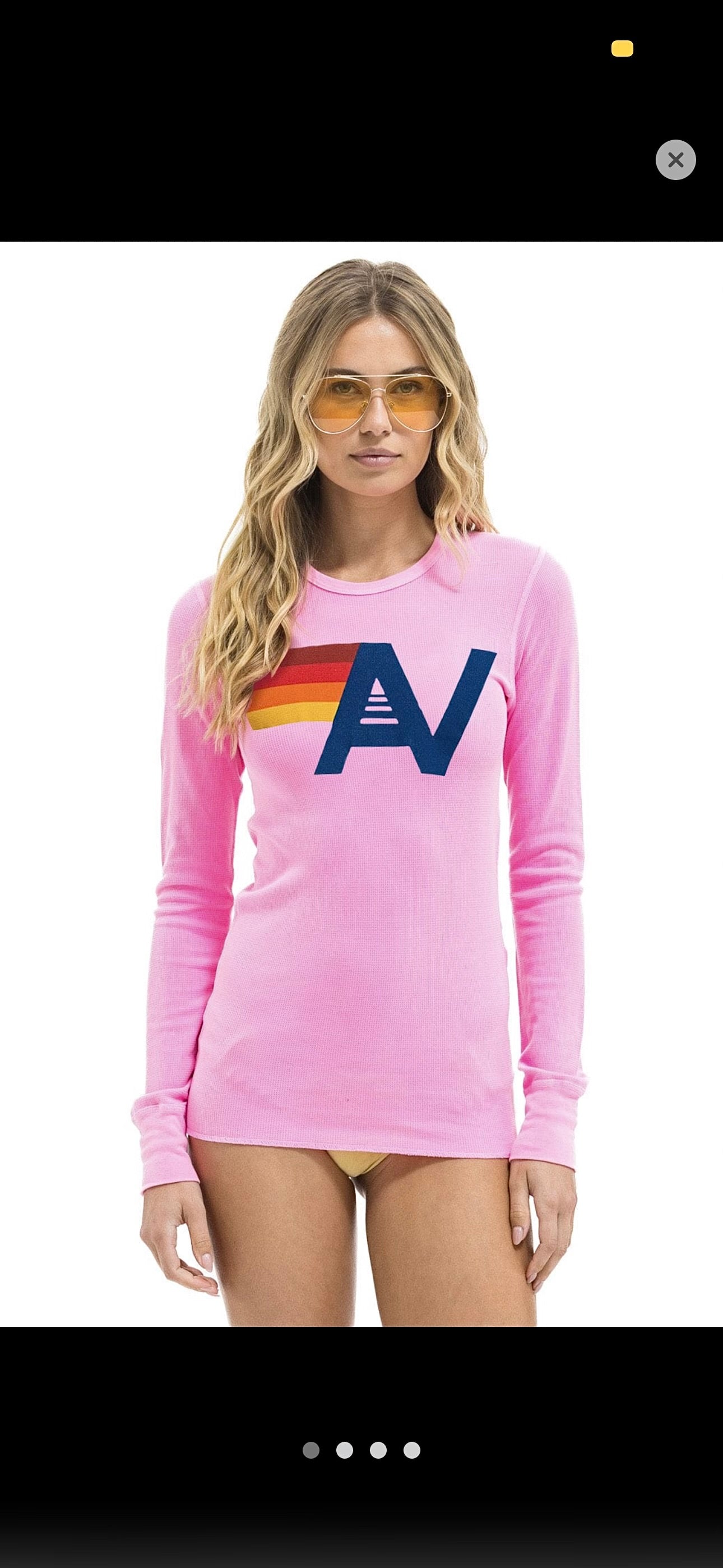 Aviator Nation Thermal Shirt with Classic AV Logo Neon Pink Unisex