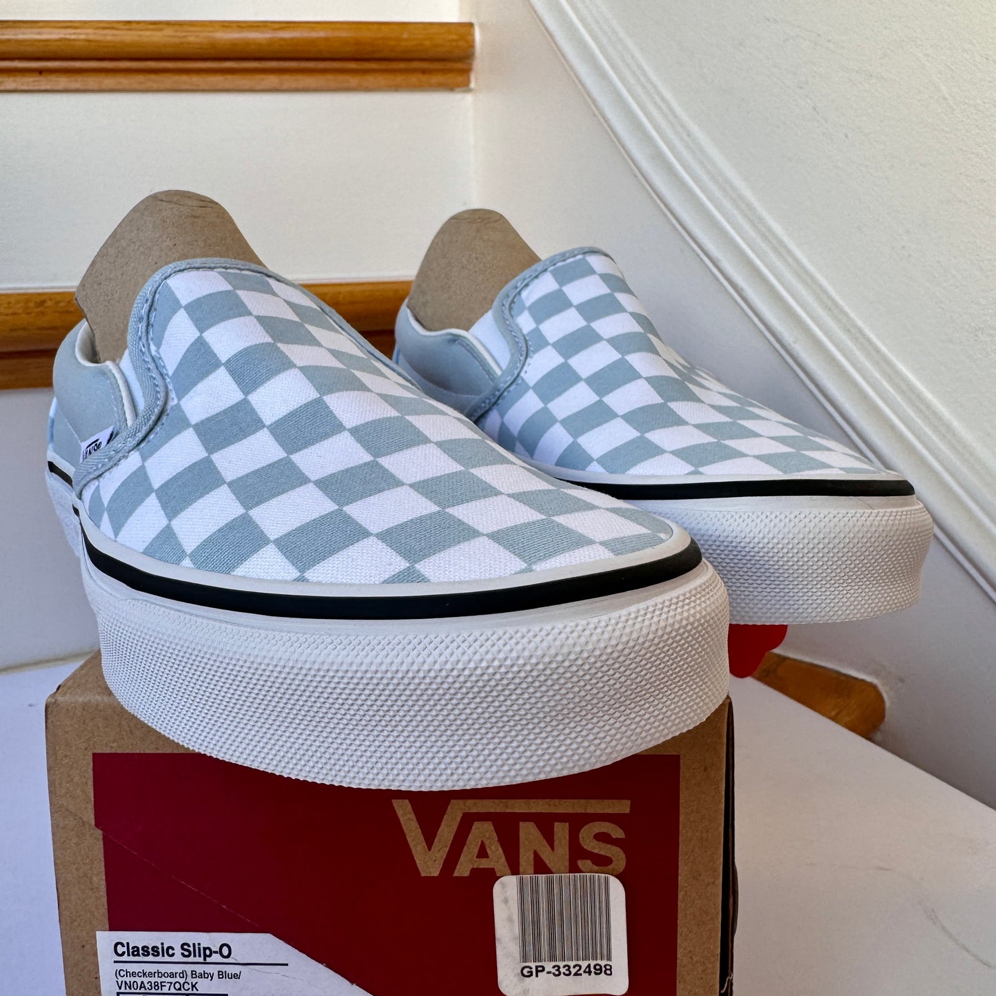 Vans Slip-On Classic Skate Shoes Checkerboard Baby Blue Shoes Classic Unisex