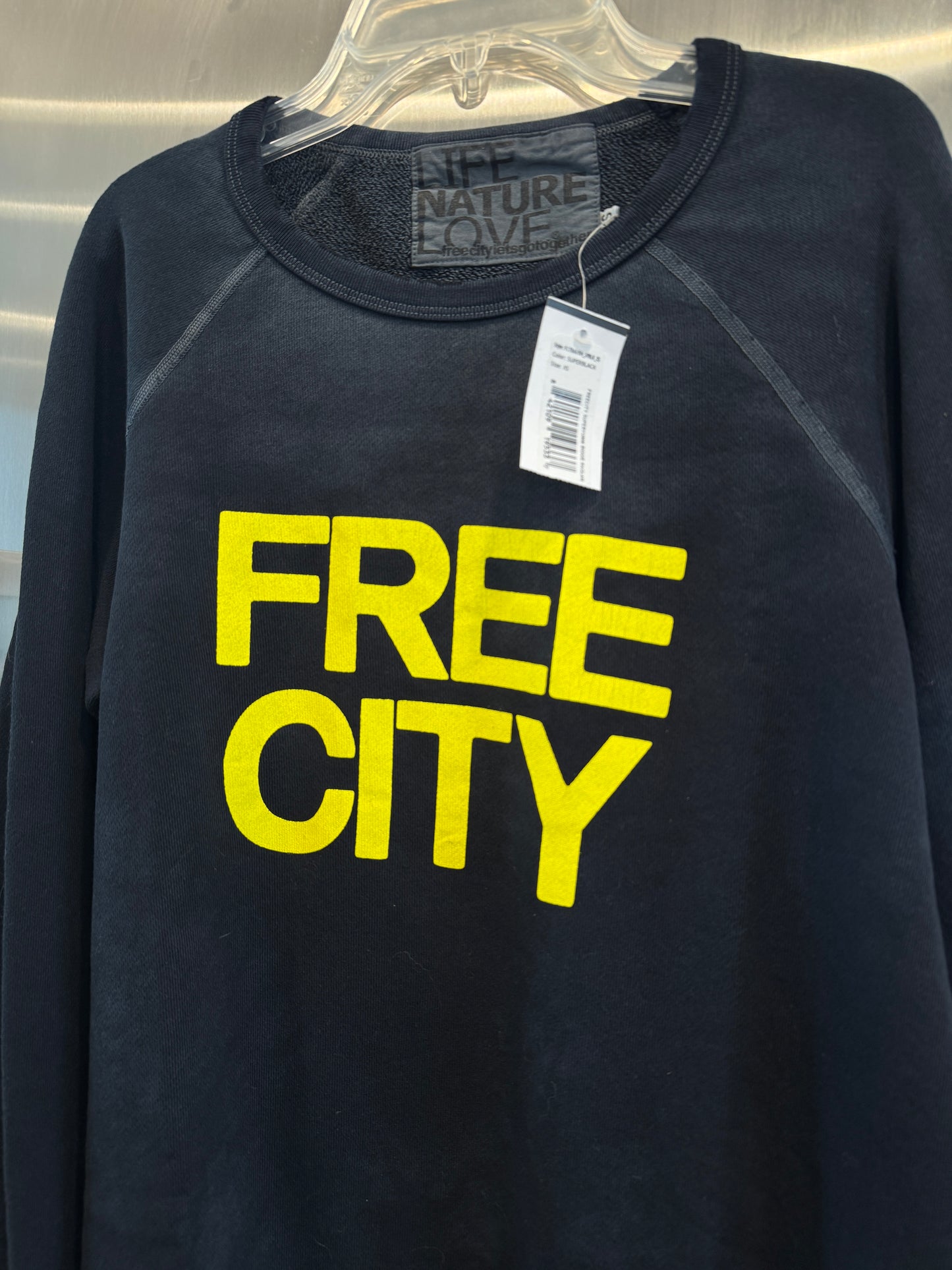 Freecity Unisex Crewneck Sweatshirt- Black / Yellow