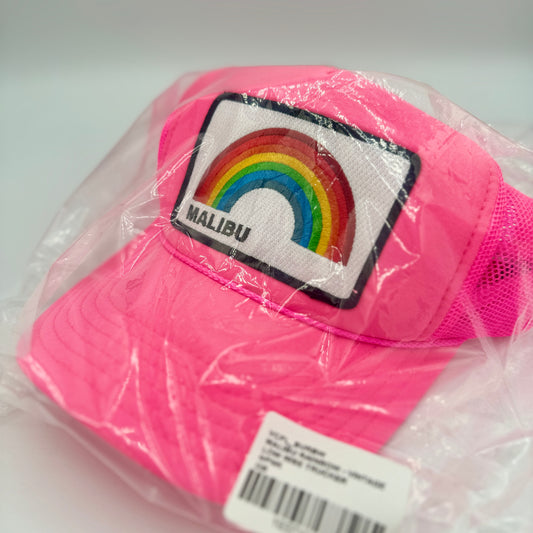 Aviator Nation Pink Trucker Hat Malibu Rainbow Patch Neon Embroidered