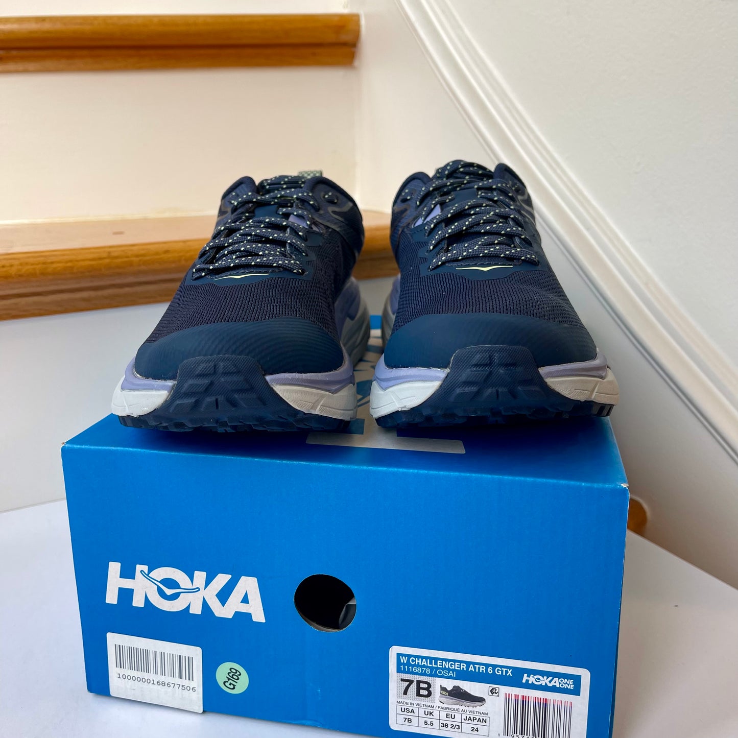 Hoka Challenger ATR 6 GTX Running Off Road All Terrain Shoes blue gore Tex women’s