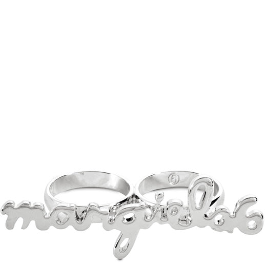 Maison Margiela Logo Ring Silver MM6 Double Stack Knuckle