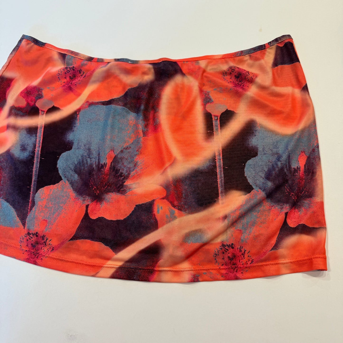 Miaou Elektra Skirt Mini Micro in Neon Peach Floral