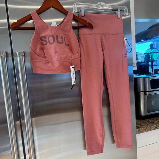Lululemon x Soul Cycle Matching Set in Brier Rose Wunder Train Tight 25” and Long Line Bra