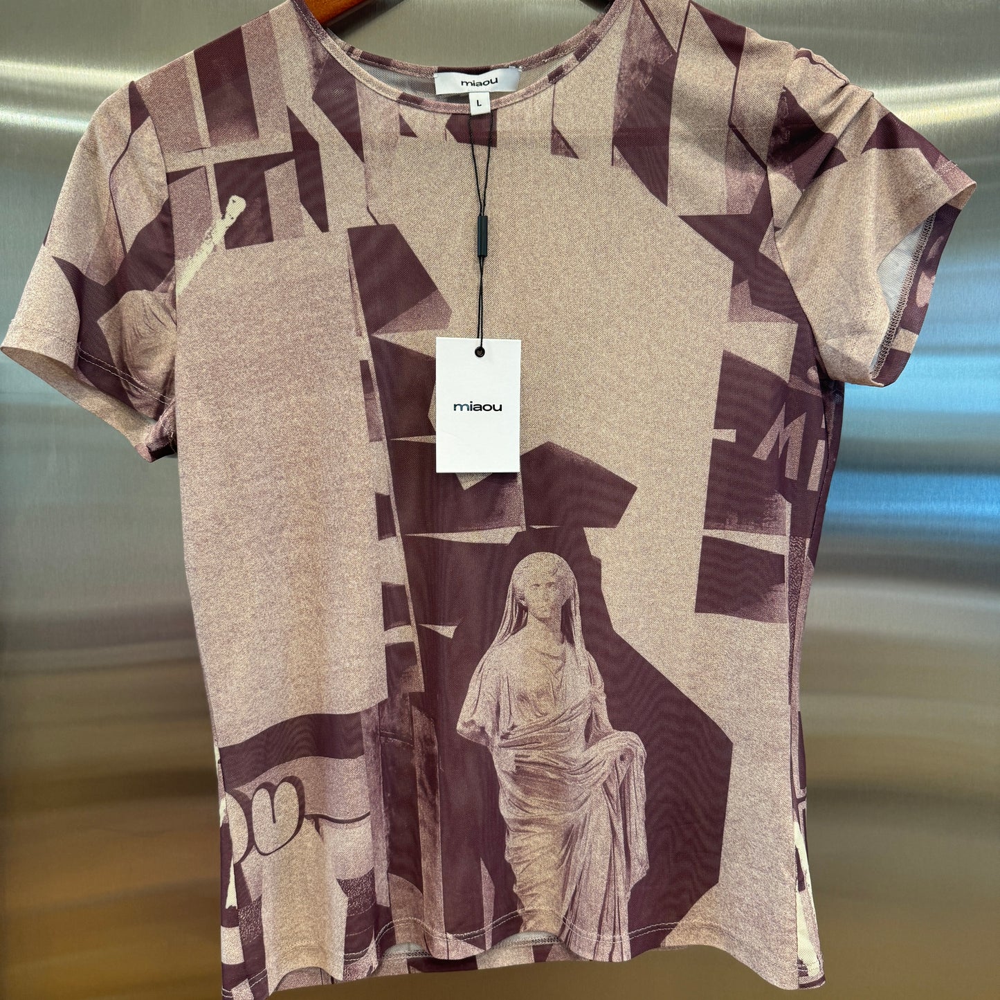 Miaou Printed Mini Tee in Stone Mauve