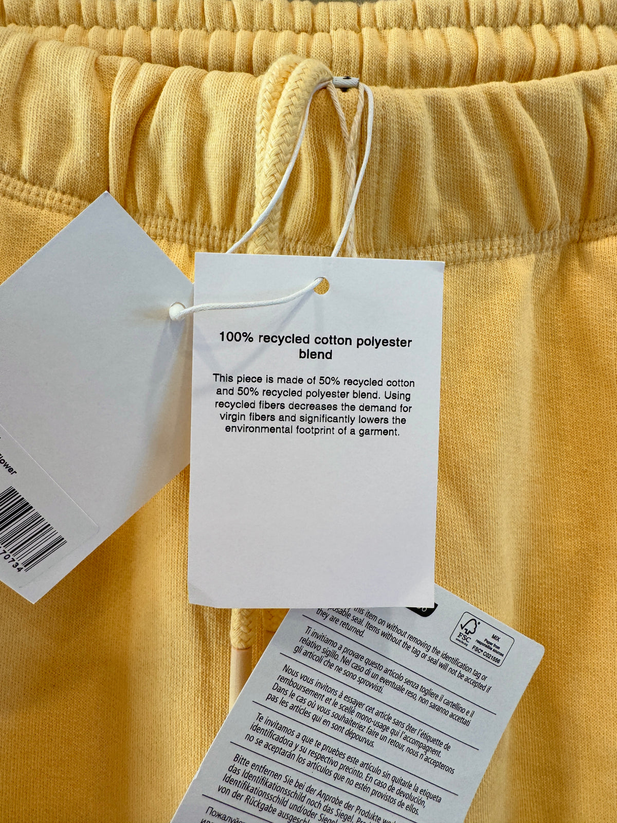Ganni Isoli Sweatpants in Yellow French Terry Cotton with embroidered logo