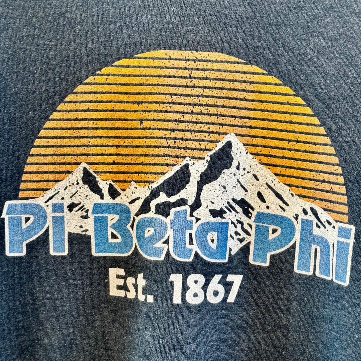 Pi Beta Phi 1867 Mountain Outdoors Sunrise Sorority Crewneck Sweatshirt Top Grey * Pre-owned