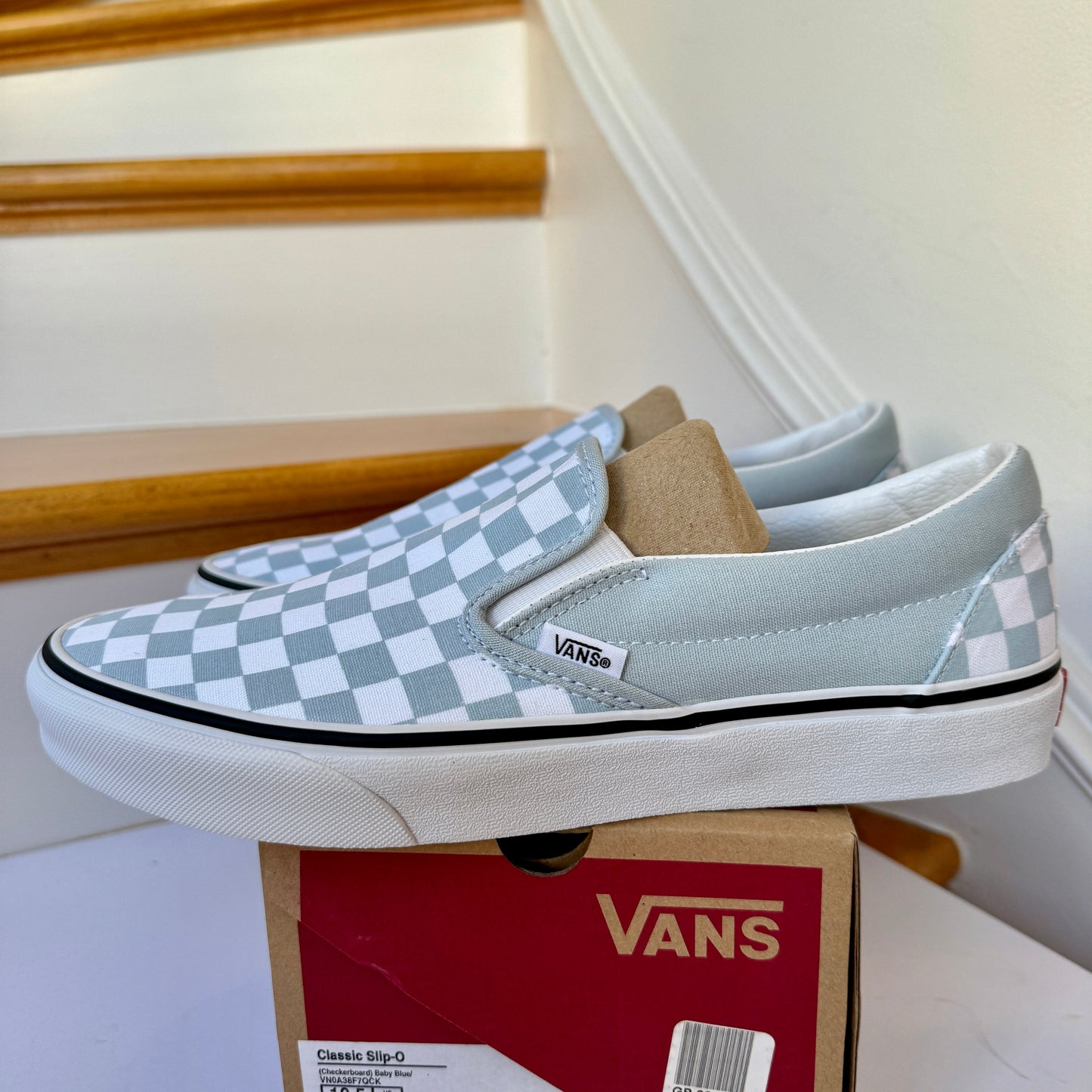 Vans Slip-On Classic Skate Shoes Checkerboard Baby Blue Shoes Classic Unisex