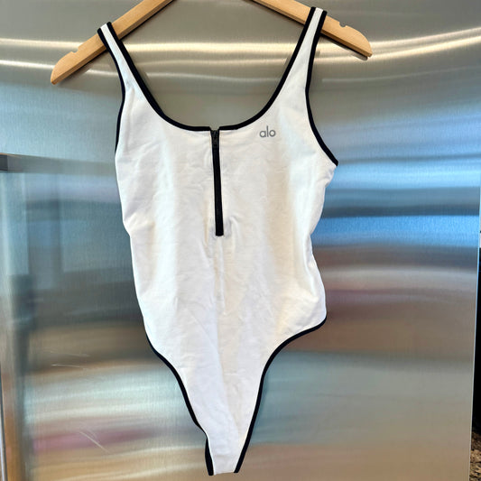 Alo Yoga Supernova Bodysuit White / Black — Pre-owned Excellent Condition