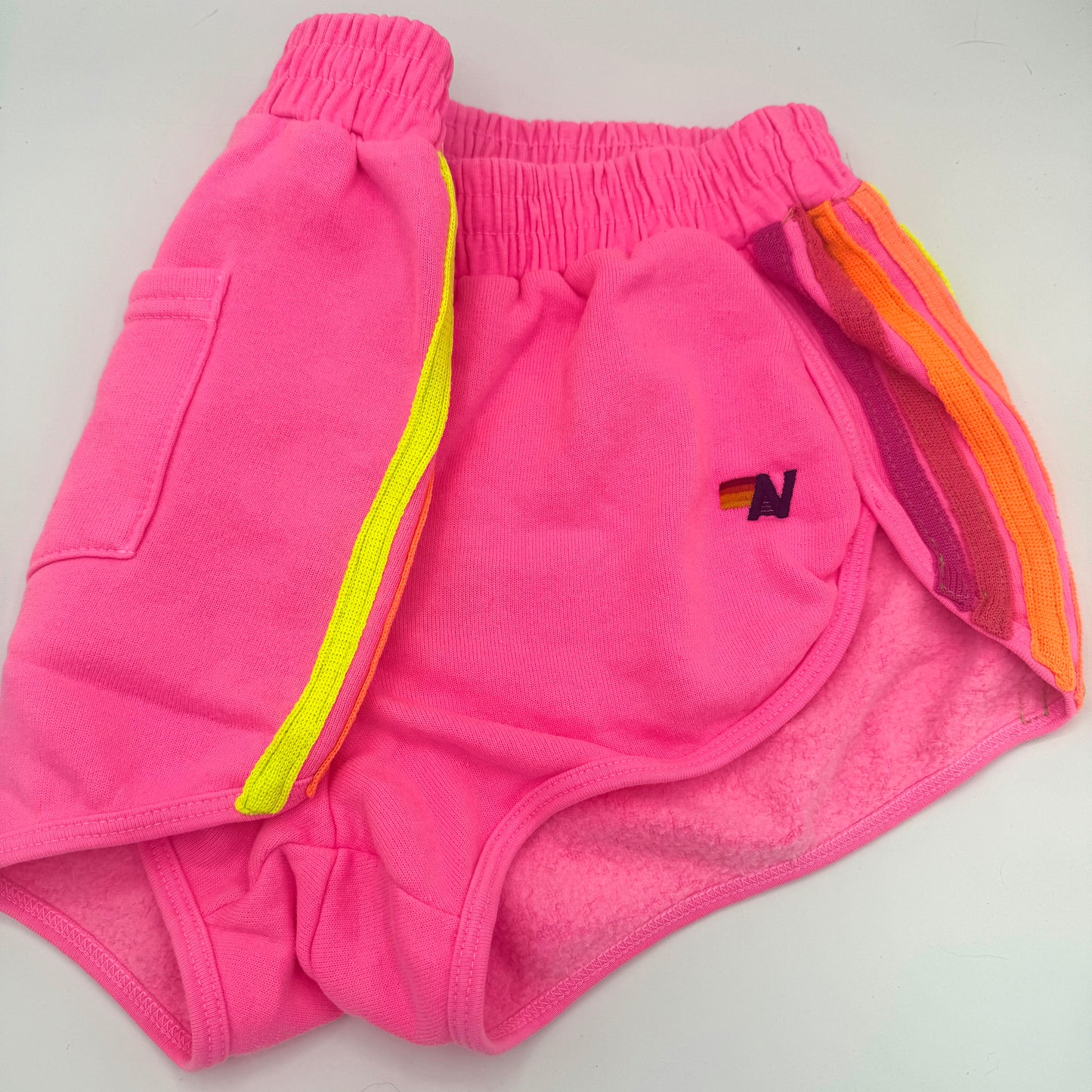 Aviator Nation 5 Stripe Jogger Shorts in Neon Pink - RARE / Discontinued