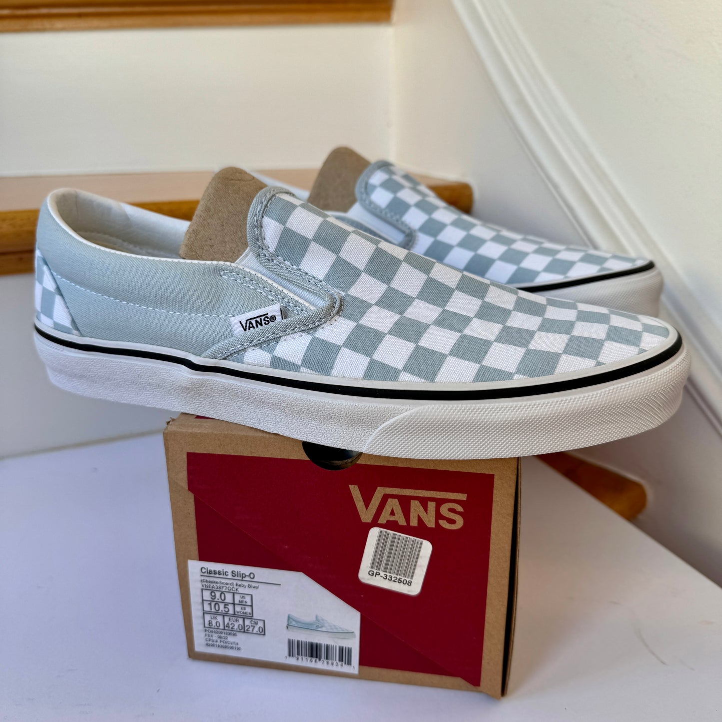 Vans Slip-On Classic Skate Shoes Checkerboard Baby Blue Shoes Classic Unisex