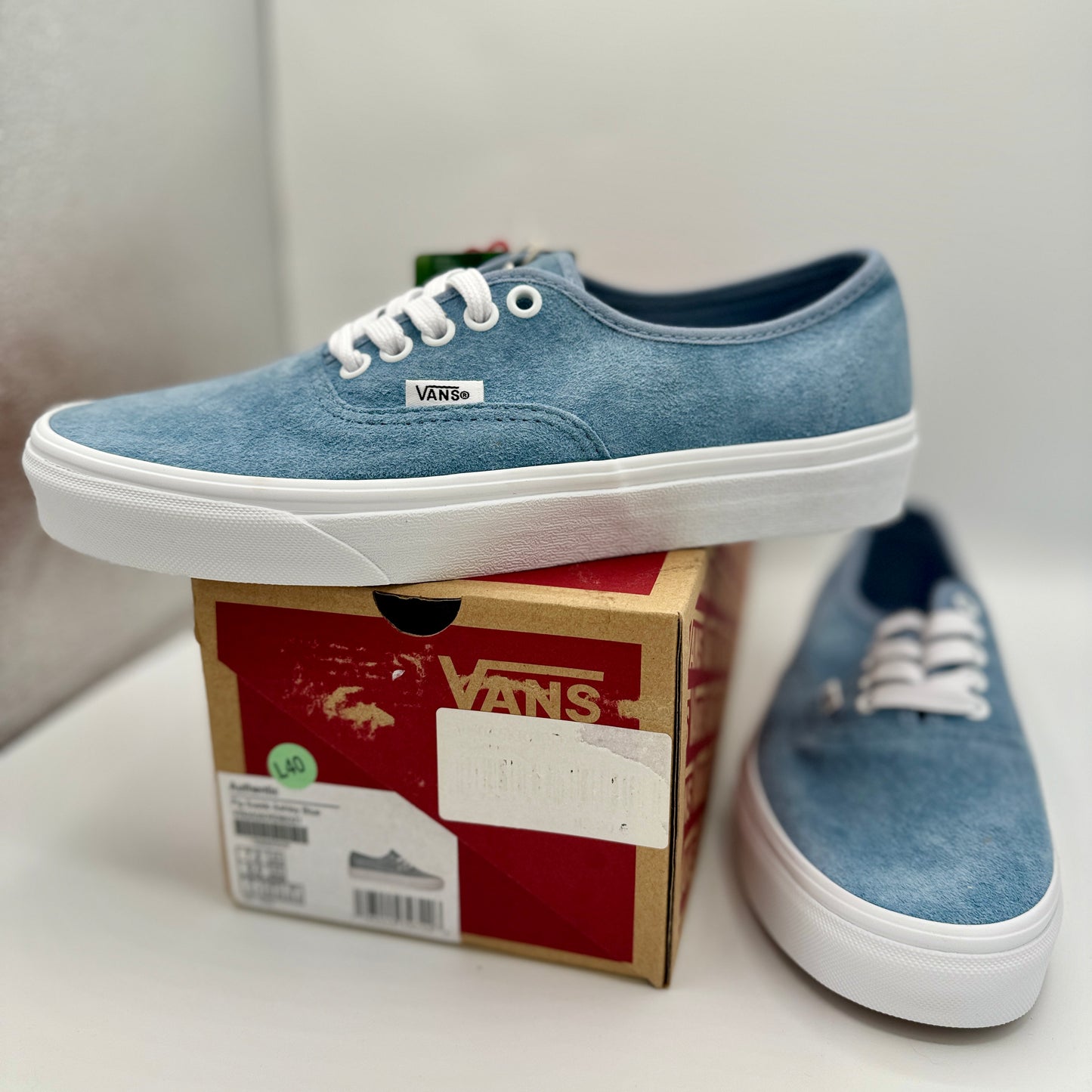 Vans Authentic Low Top Sneakers in Blue Ashley Pig Suede Leather