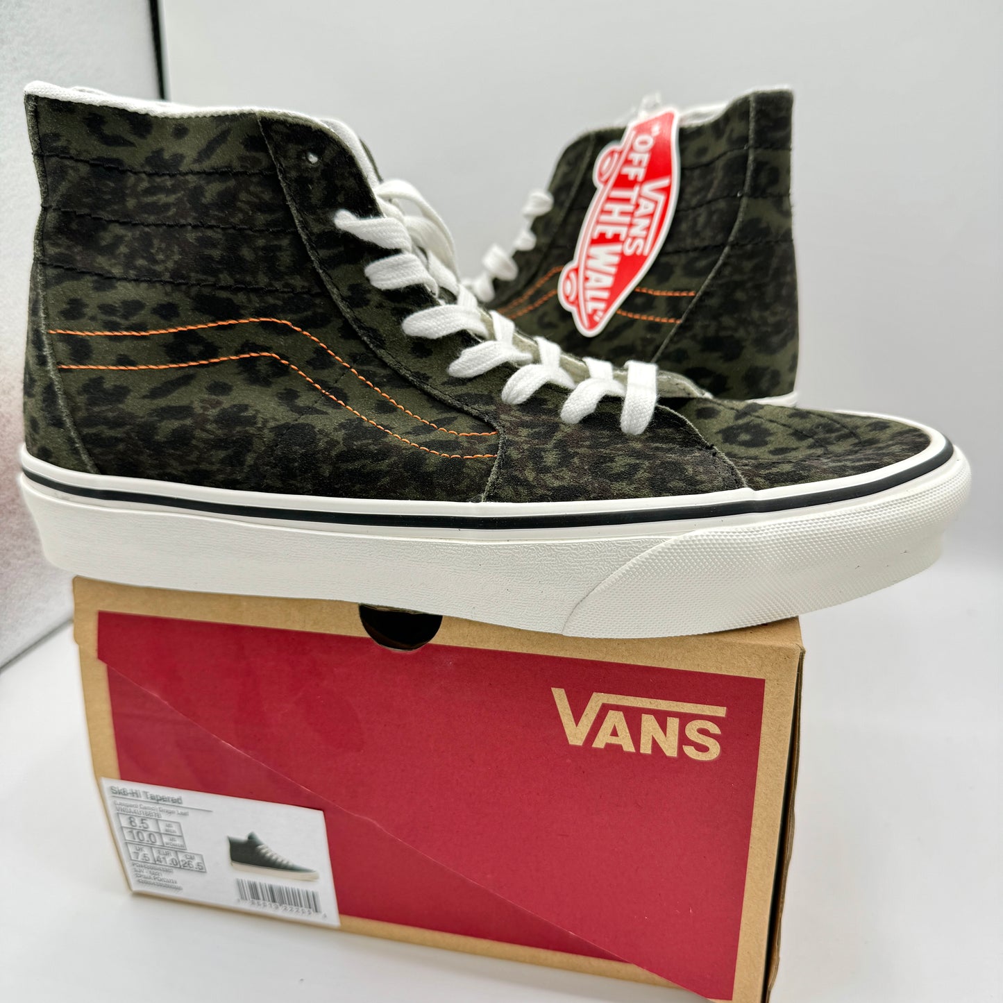 Vans Sk8 Hi Tapered Classic High Top Sneakers Green Leopard Camo Grape Leaf