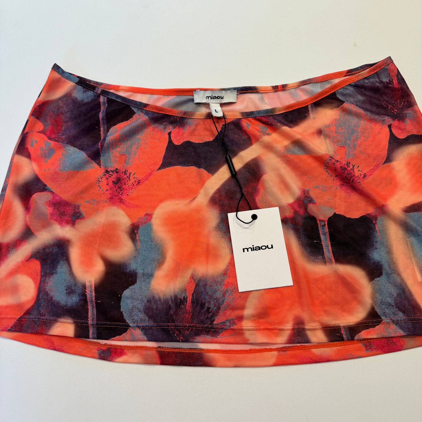 Miaou Elektra Skirt Mini Micro in Neon Peach Floral