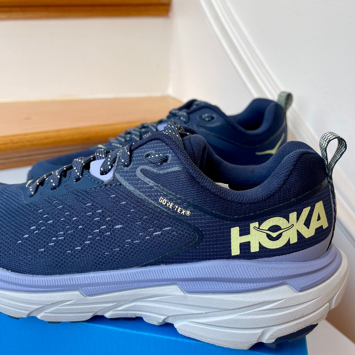 Hoka Challenger ATR 6 GTX Running Off Road All Terrain Shoes blue gore Tex women’s