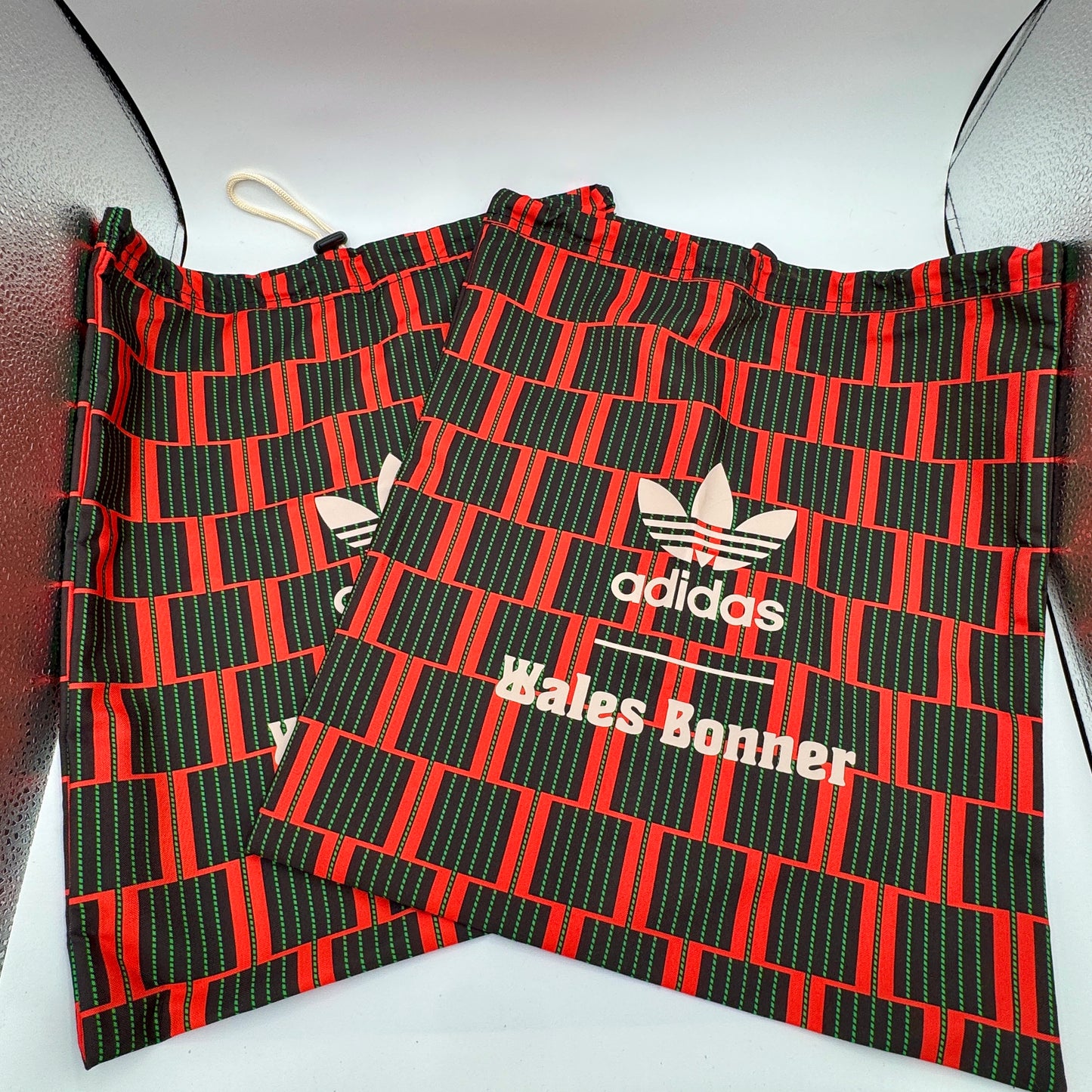 (2) Wales Bonner x Adidas Footwear Dustbags Samba Collab in Multi Red Pattern , Brand New Unused