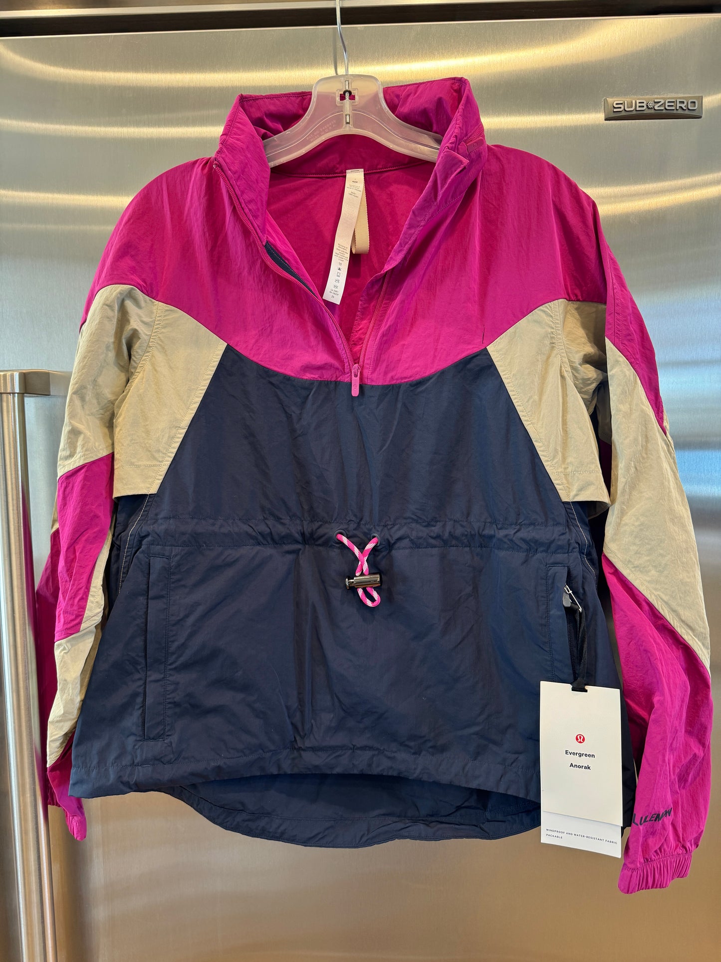 Lululemon Evergreen Anorak Jacket - New with Defect , Ripened Raspberry / Cafe Au Lait / Navy