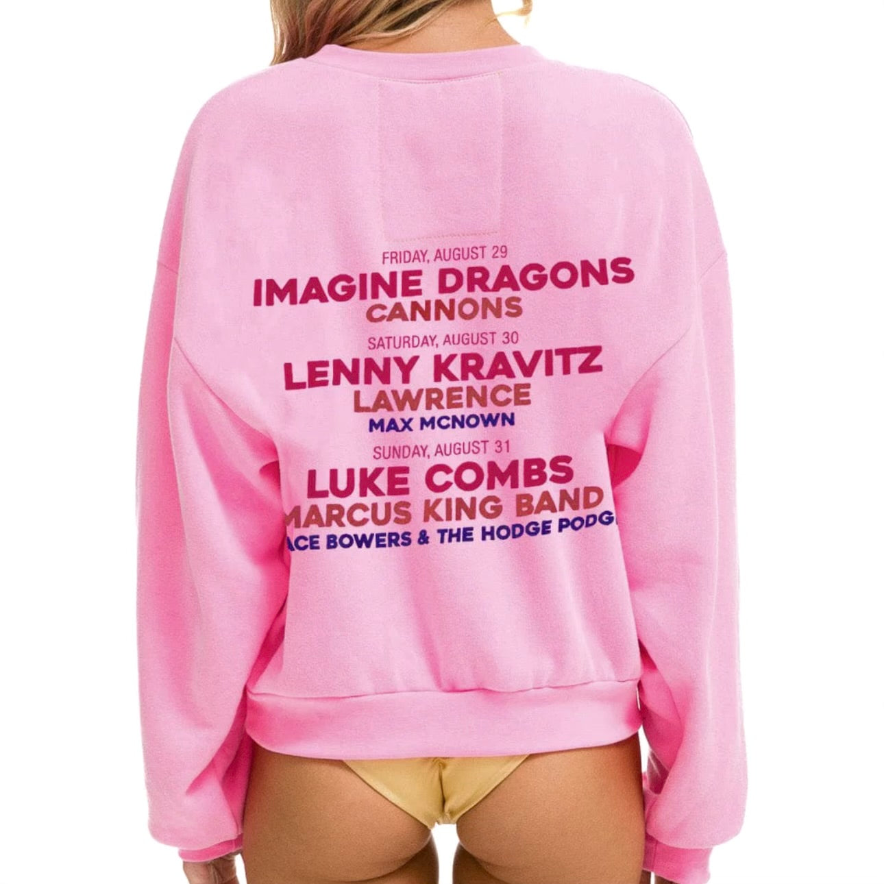 Aviator Nation Aspen Snowmass Jazz Music Festival Crewneck Sweatshirt - Neon Pink