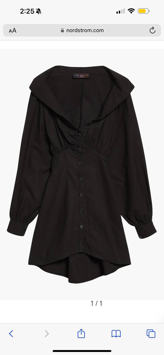 Weinsanto Black Shirt Dress Fitted Off Shoulder High - Low Button Down
