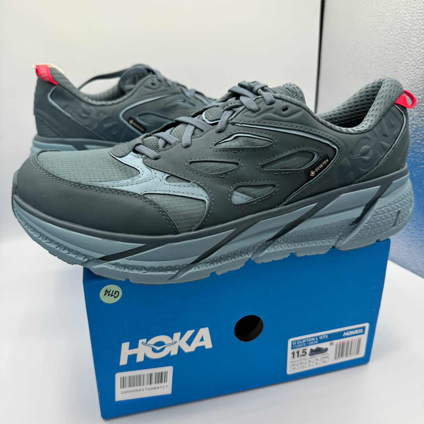 Hoka Clifton Leather Gore-Tex Waterproof Unisex Goblin Stone Blue GBSB