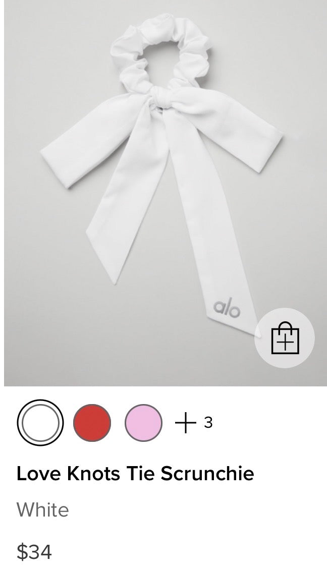 Alo Yoga (Bundle) 2x Love Knots Hair Tie Scrunchies — White