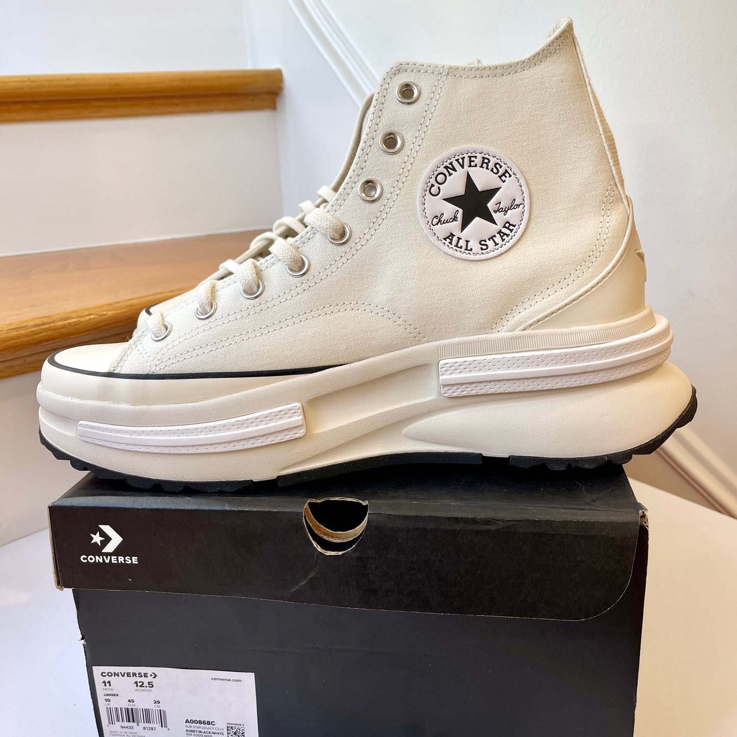 Converse Run Star Legacy CX Hi Platform high top Chuck Taylor sneakers white