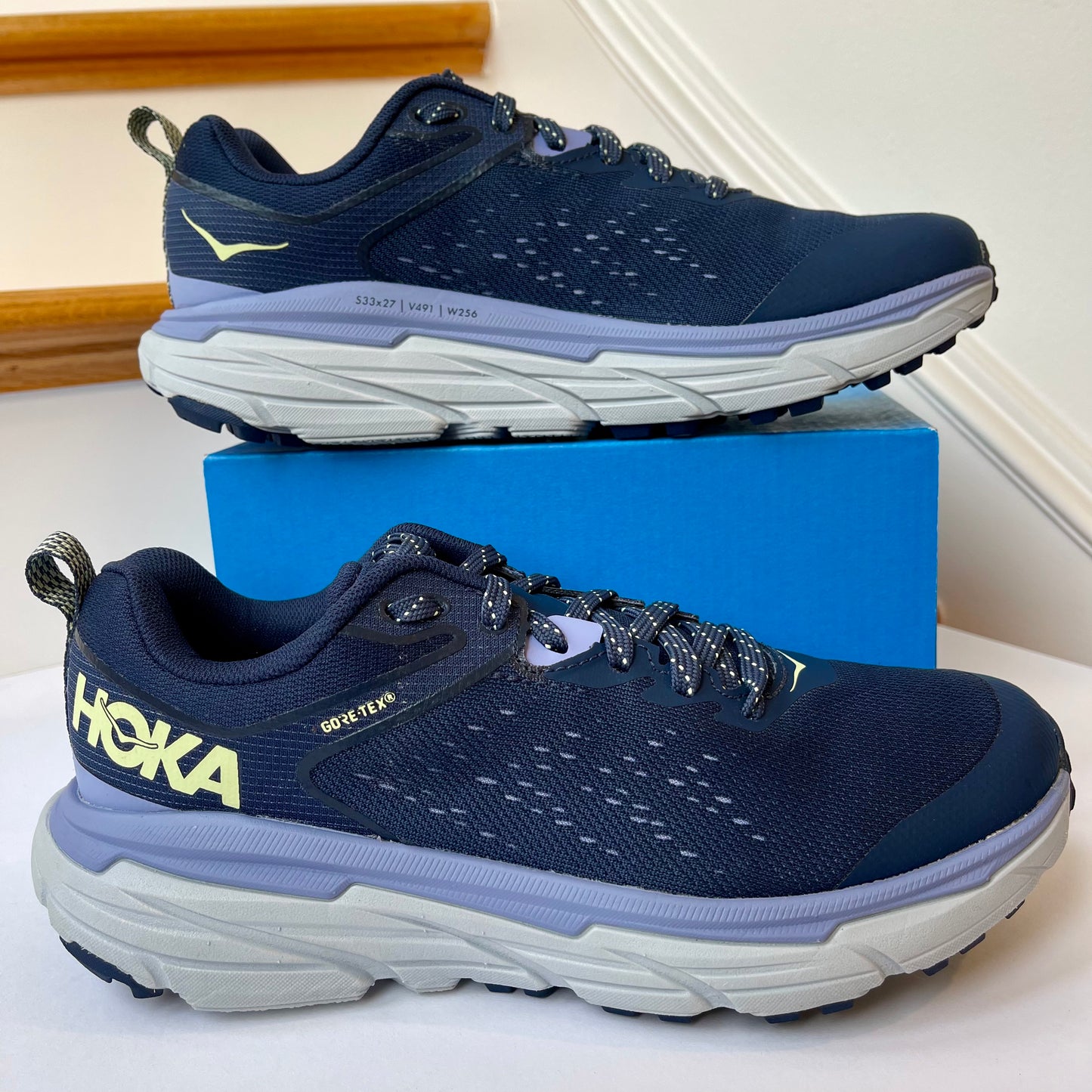 Hoka Challenger ATR 6 GTX Running Off Road All Terrain Shoes blue gore Tex women’s