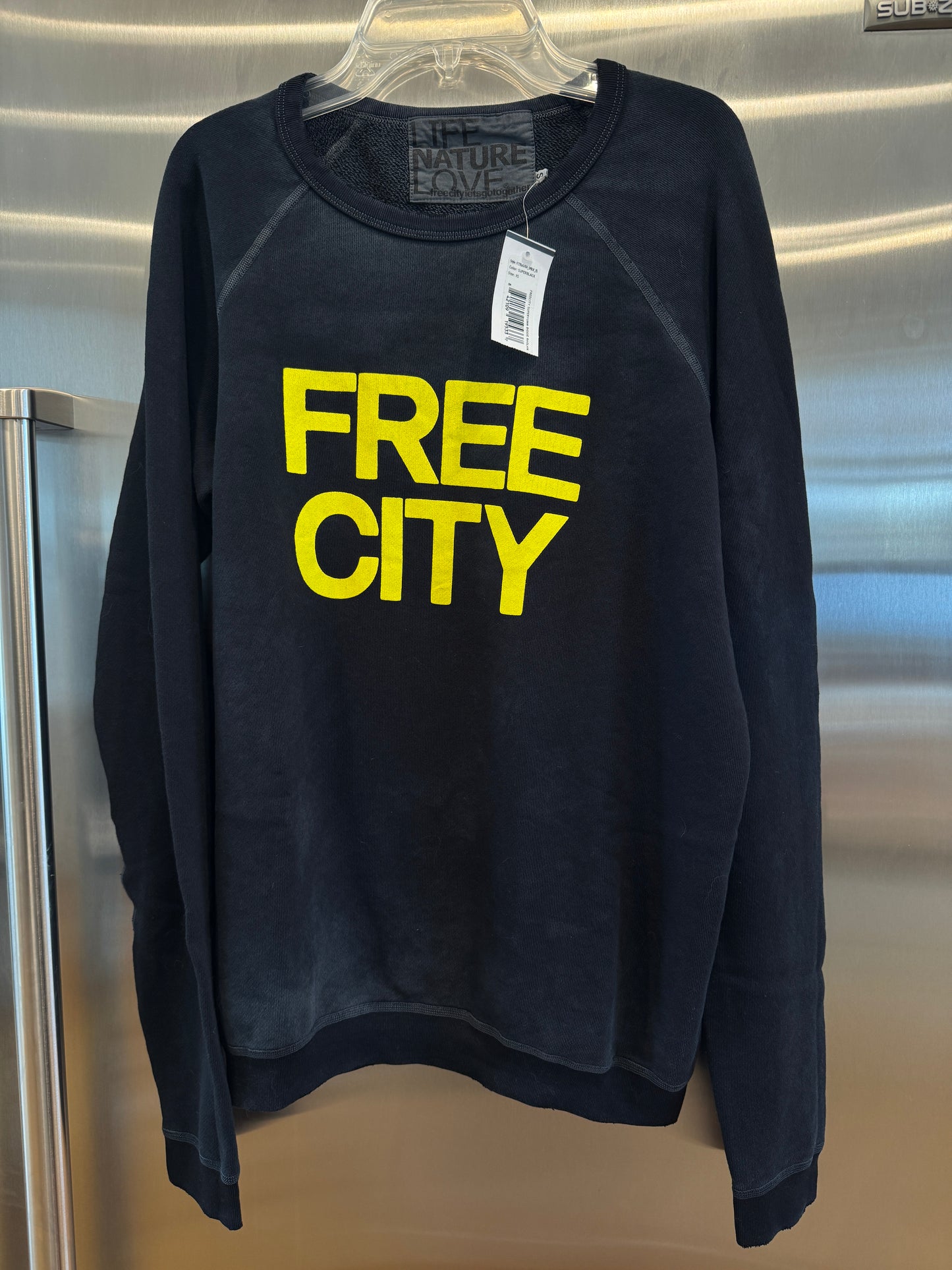 Freecity Unisex Crewneck Sweatshirt- Black / Yellow