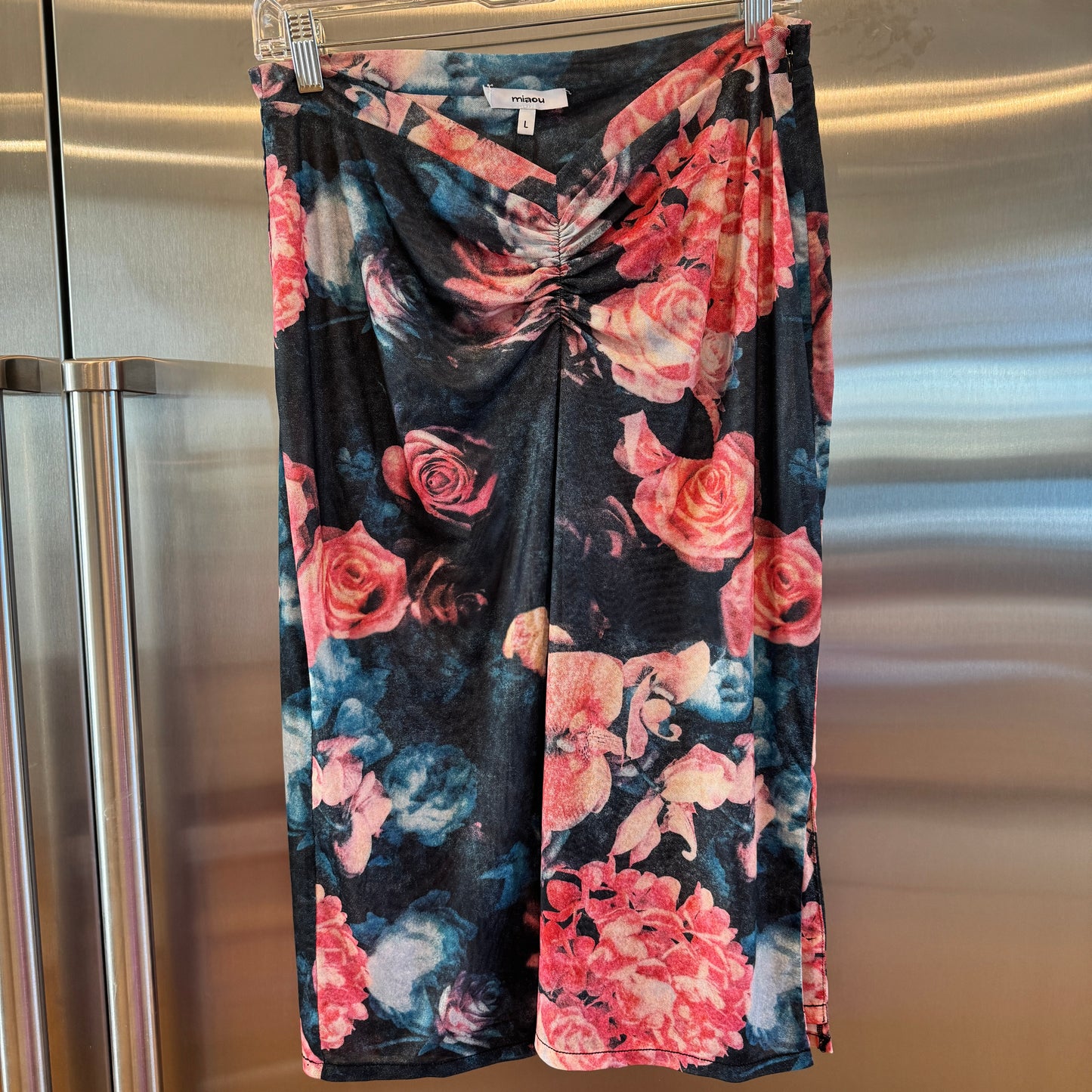 Miaou Preston Skirt in Decades Rose Midi with Slit Floral