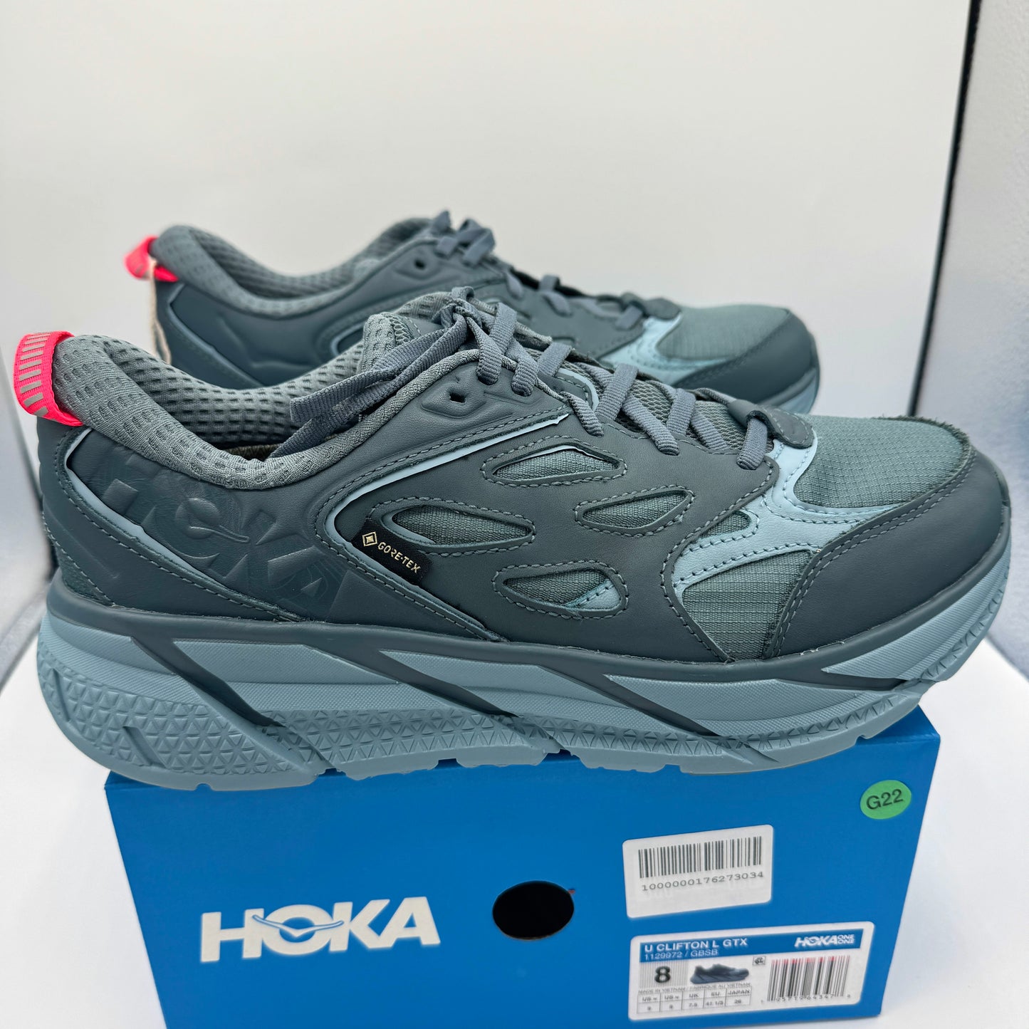 Hoka Clifton Leather Gore-Tex Waterproof Unisex Goblin Stone Blue GBSB