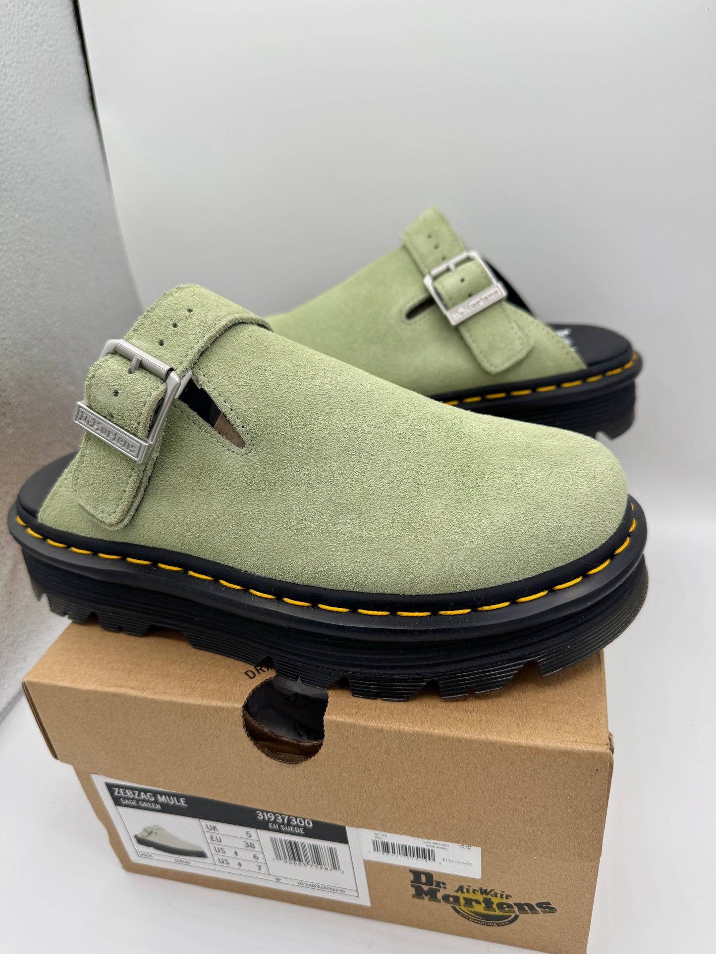 Dr Martens Zebzag Mule Unisex , Sage Green