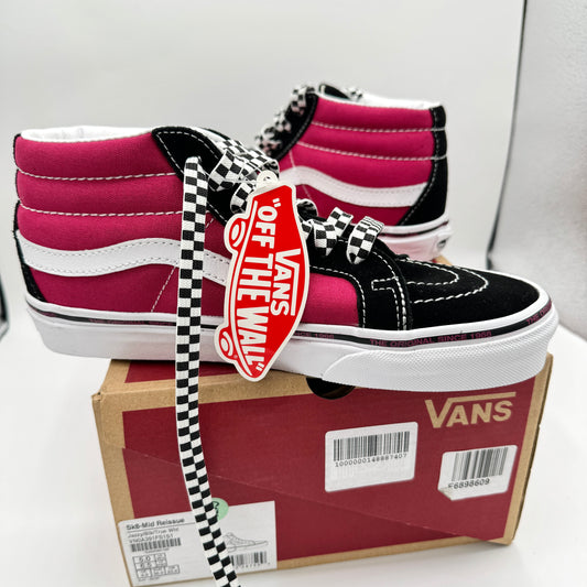 Vans Sk8 Mid Reissue Jazzy Magenta Black white skate sneakers maroon red