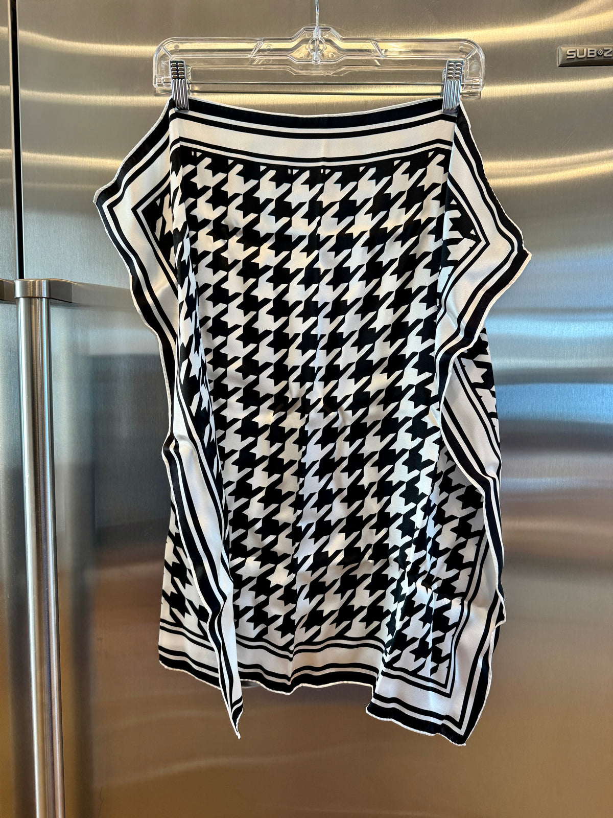 Porsche x Soho House Satin Pepita Black / White Houndstooth Heritage Pasha Scarf Bandana