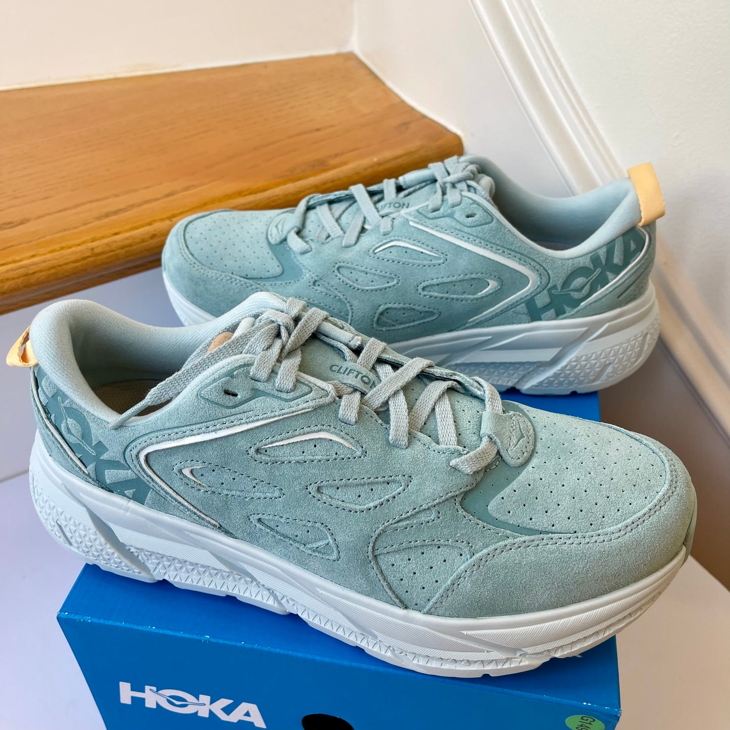 Hoka Clifton L Suede in Cloud Blue / Ice Flow UNISEX Shoes Leather