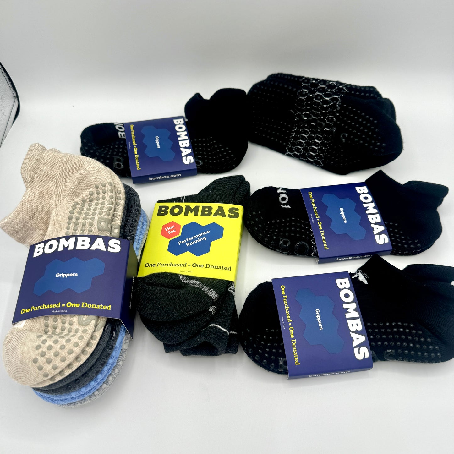 Bombas Bundle: 9 Pairs Grip Socks BUNDLE Grippers Athletic Pilates Multicolor