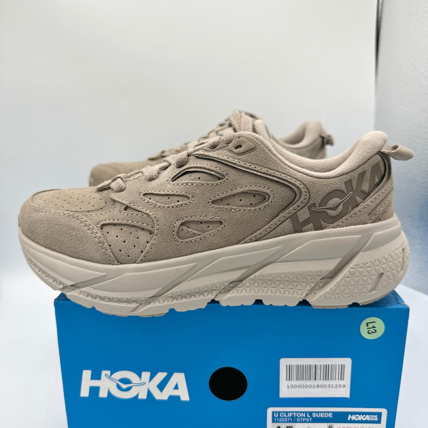 Hoka Clifton L Suede Simply Taupe / Pumice Stone Grey Beige Sneakers UNISEX