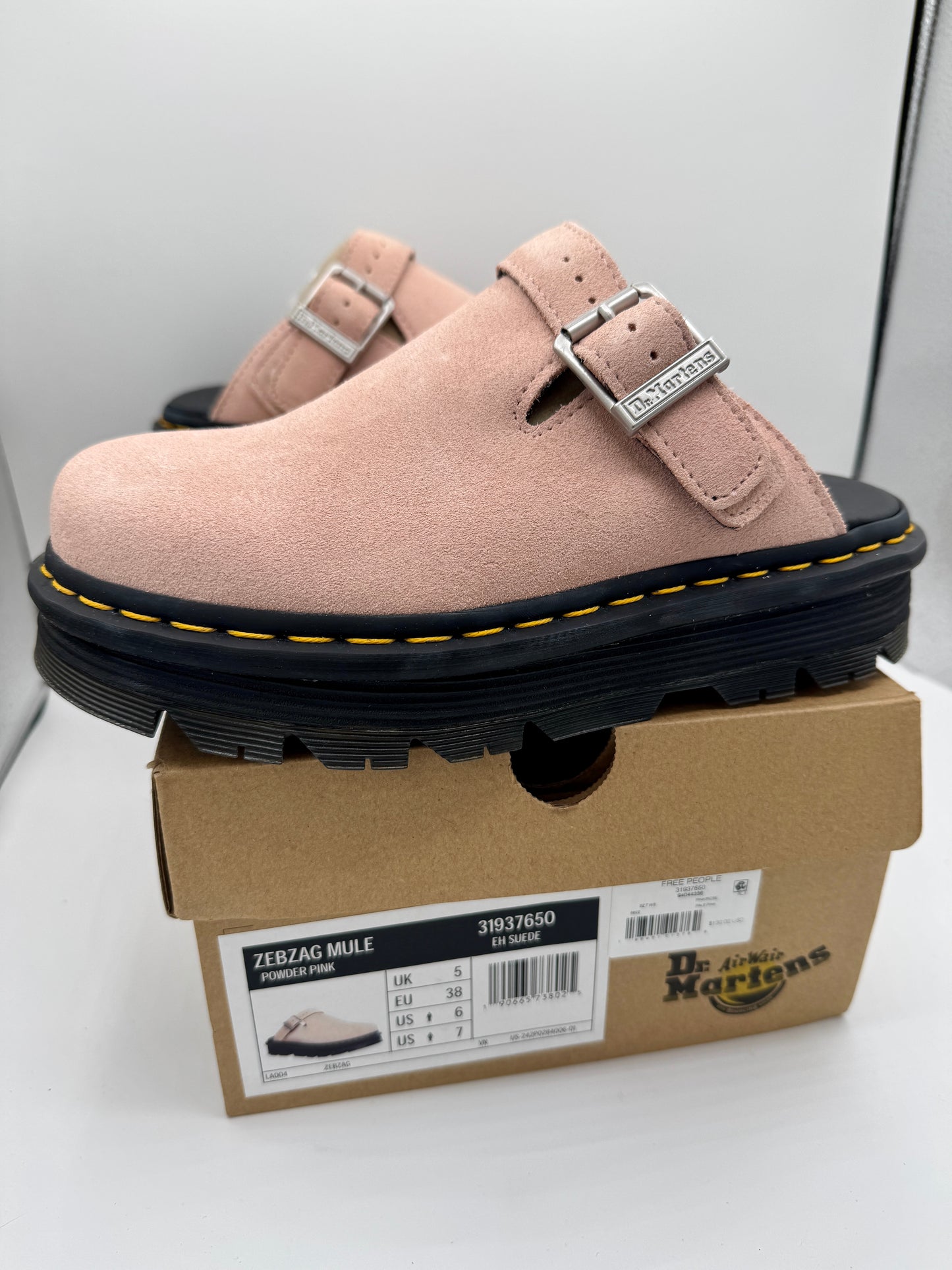 Dr Martin Zebzag Mule Unisex , Powder Pink