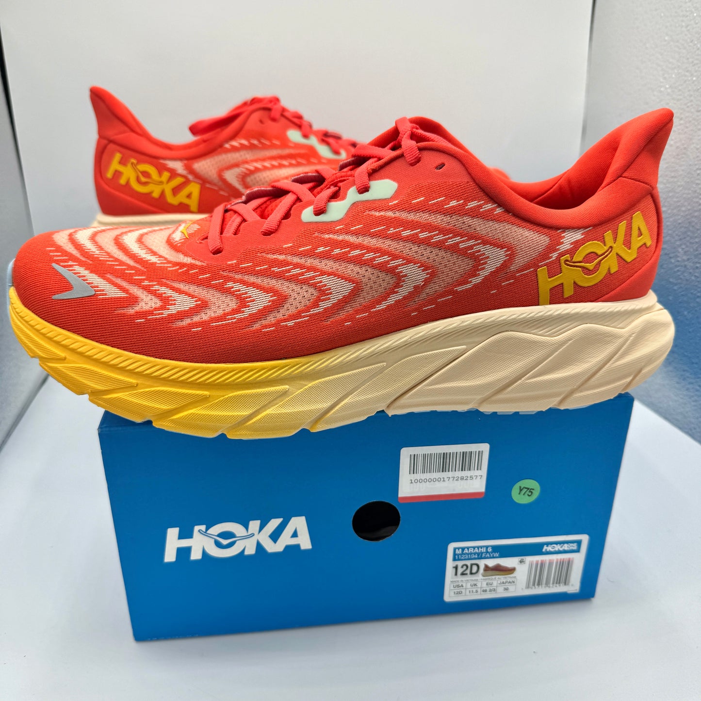 Hoka Arahi 6 Running Shoes in Fiesta Orange / Amber Yellow , Men’s Brand New