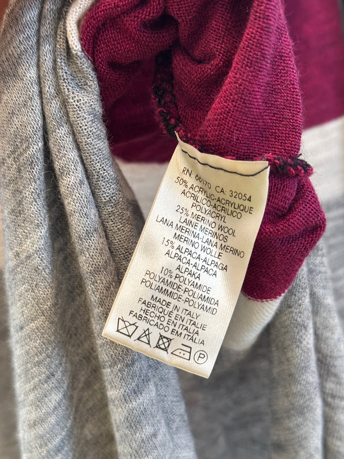 Free People Oversized Knit Sweater * Pre-Owned * Colorblock Top , Made in Italy ,