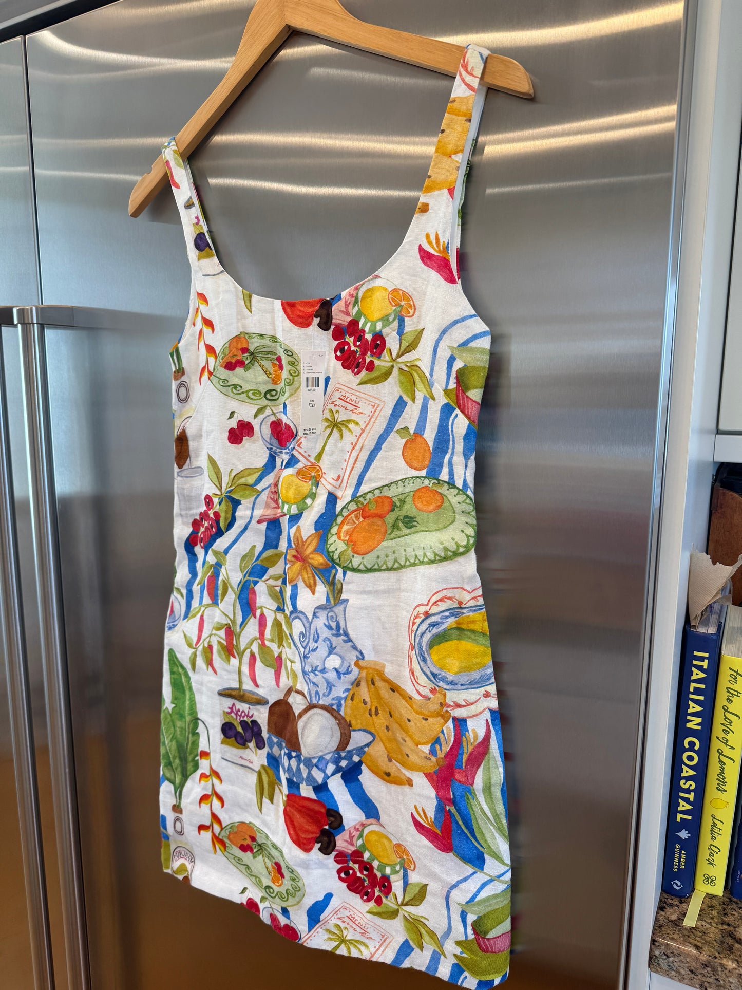 Farm Rio Linen Mini Dress in Fresh Table Multicolor
