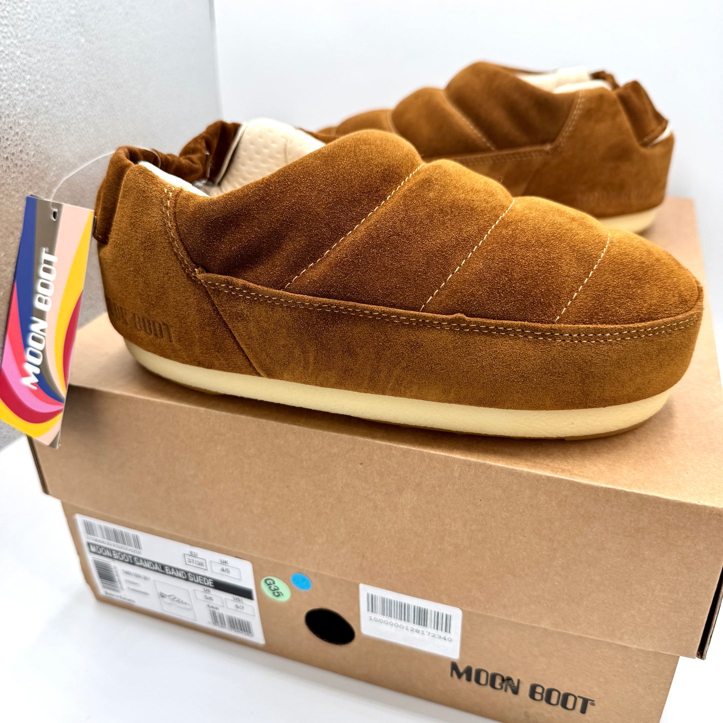 Moon Boot Evolution Slipper in Tan Suede Mule