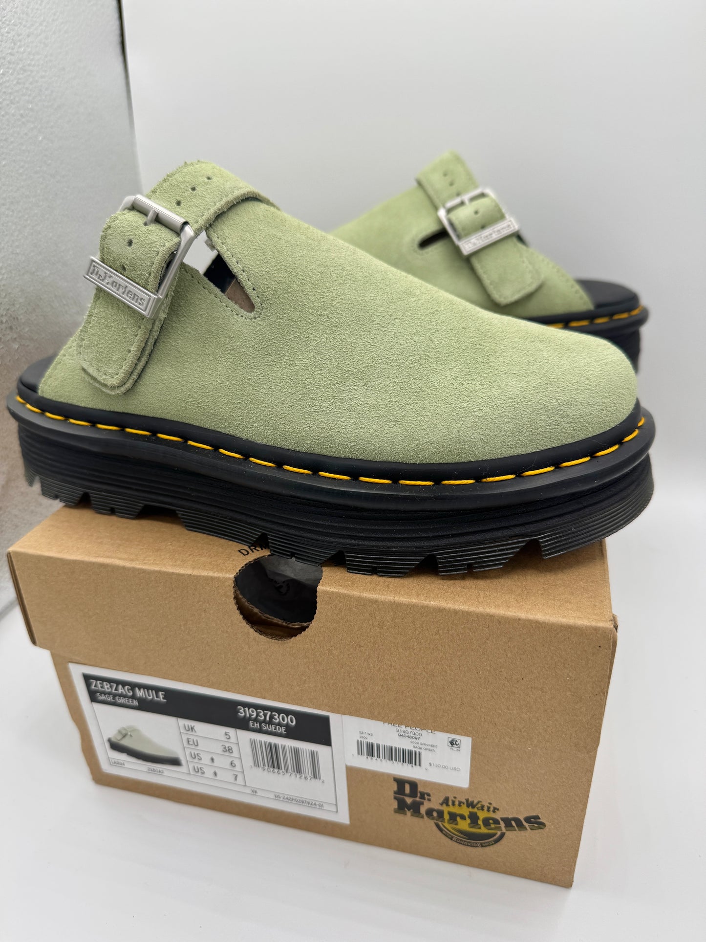 Dr Martens Zebzag Mule Unisex , Sage Green
