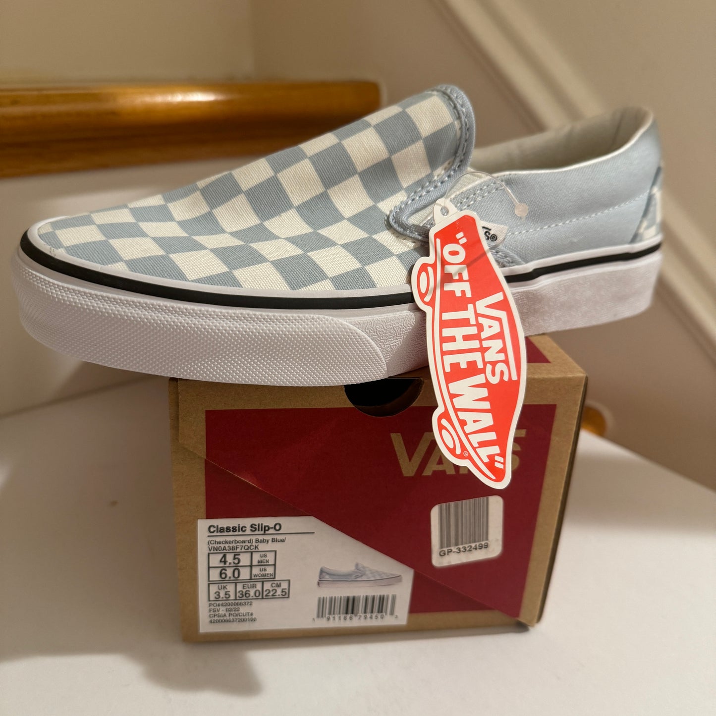 Vans Slip-On Classic Skate Shoes Checkerboard Baby Blue Shoes Classic Unisex