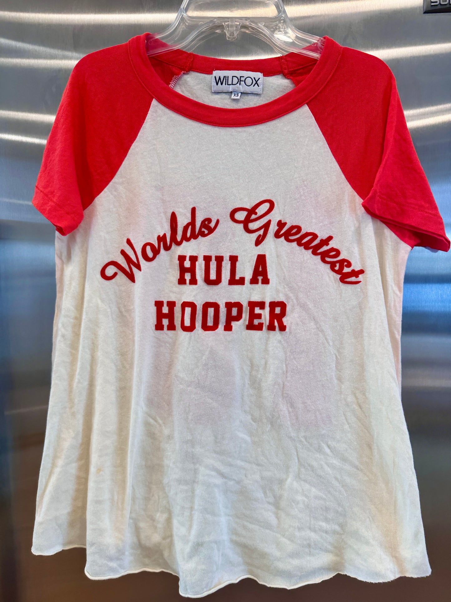 Wildfox Wildfox World’s Greatest Hula Hooper Raglan Women’s Top - Red * Pre-Owned *