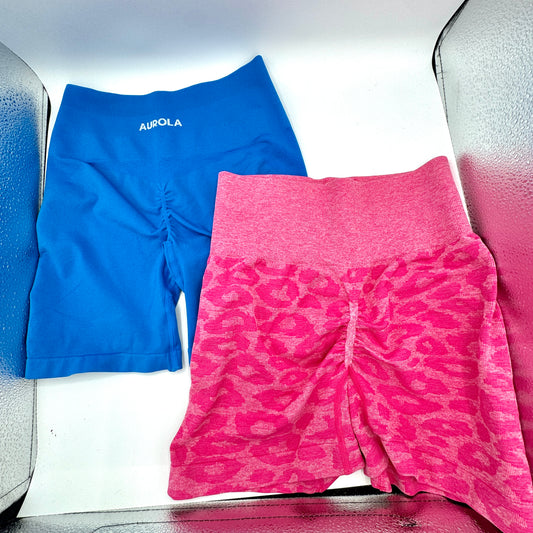 Aurola BUNDLE Workout Shorts Women’s Spandex Pink / Blue * Pre-Owned